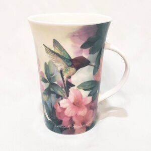 Hummingbird Azalea Flowers Burton & Burton Coffee Mug 13 oz Cup Pink Green White